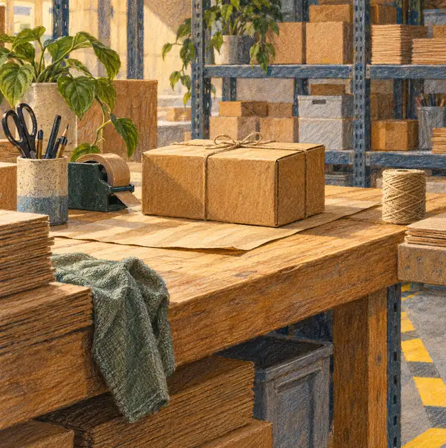 Illustration of warehouse businesses equipment and workspace